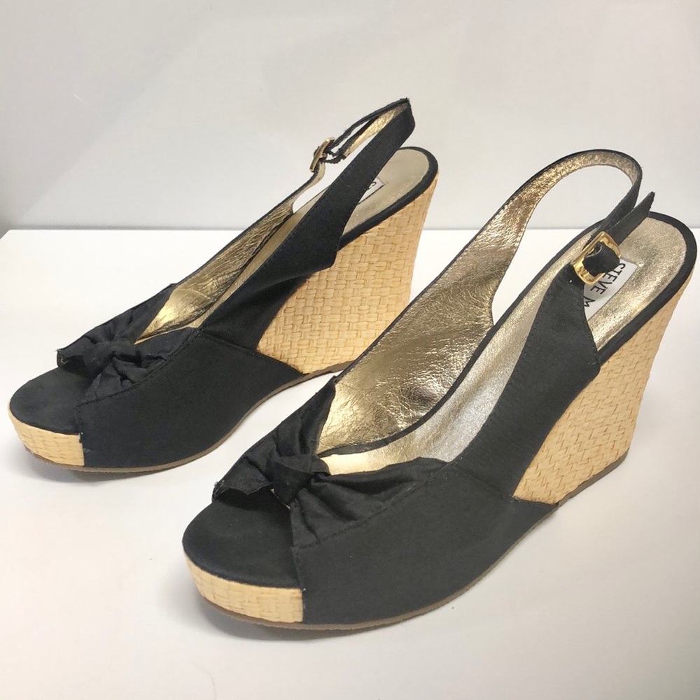 Steve Madden Cerona Black Sling back Wedge (7 1/2)
